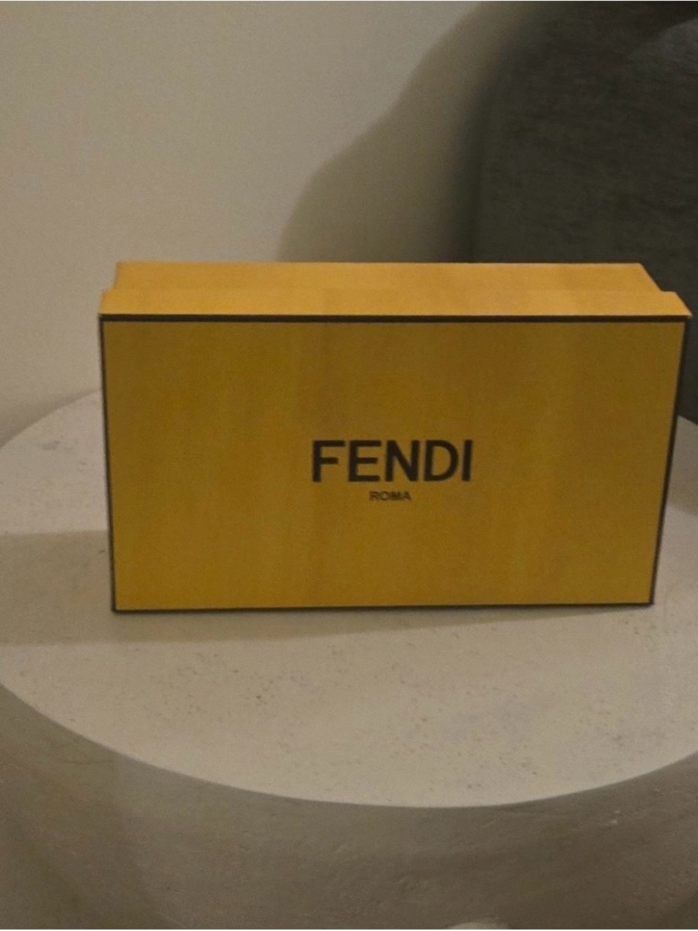 NEW FENDI  Box in Yellow with Black Logo